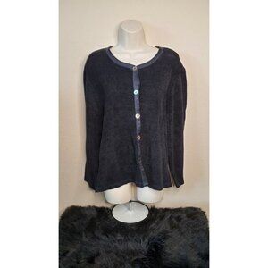 Cache Button Front Textured Cardigan Sweater Size M